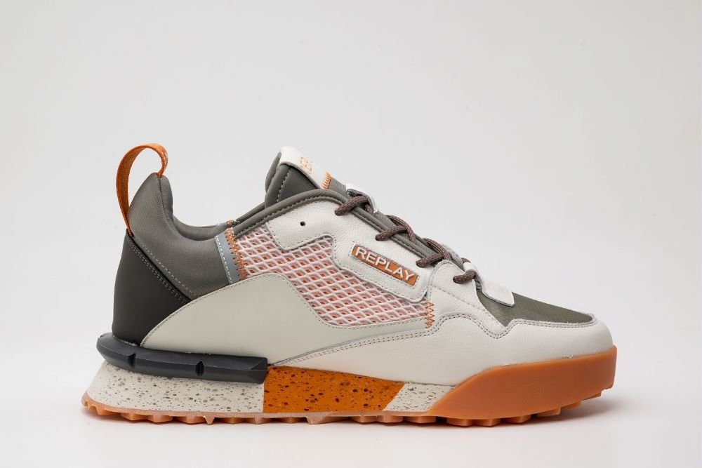 Replay Field Classic Grid Tofu/Orange - Shazem - MENS SNEAKERS - REPLAY