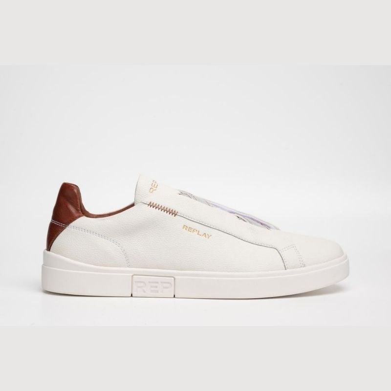 Replay Polys Cross Off - White/Cuoio - Shazem - MENS SNEAKERS - REPLAY