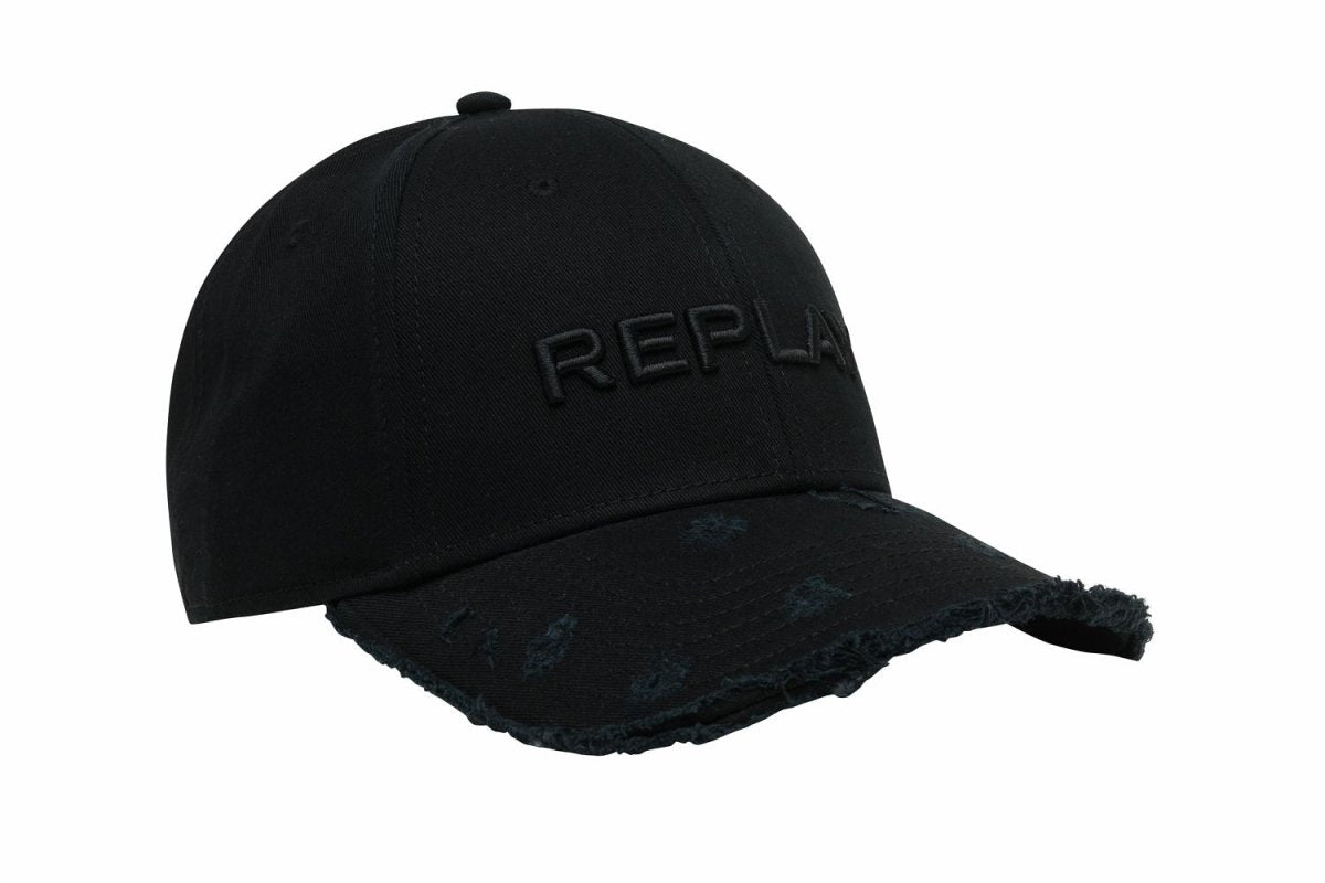 Replay Ripped Cap Total Black - Ax4161 - Shazem - UNISEX HEADWEAR - REPLAY