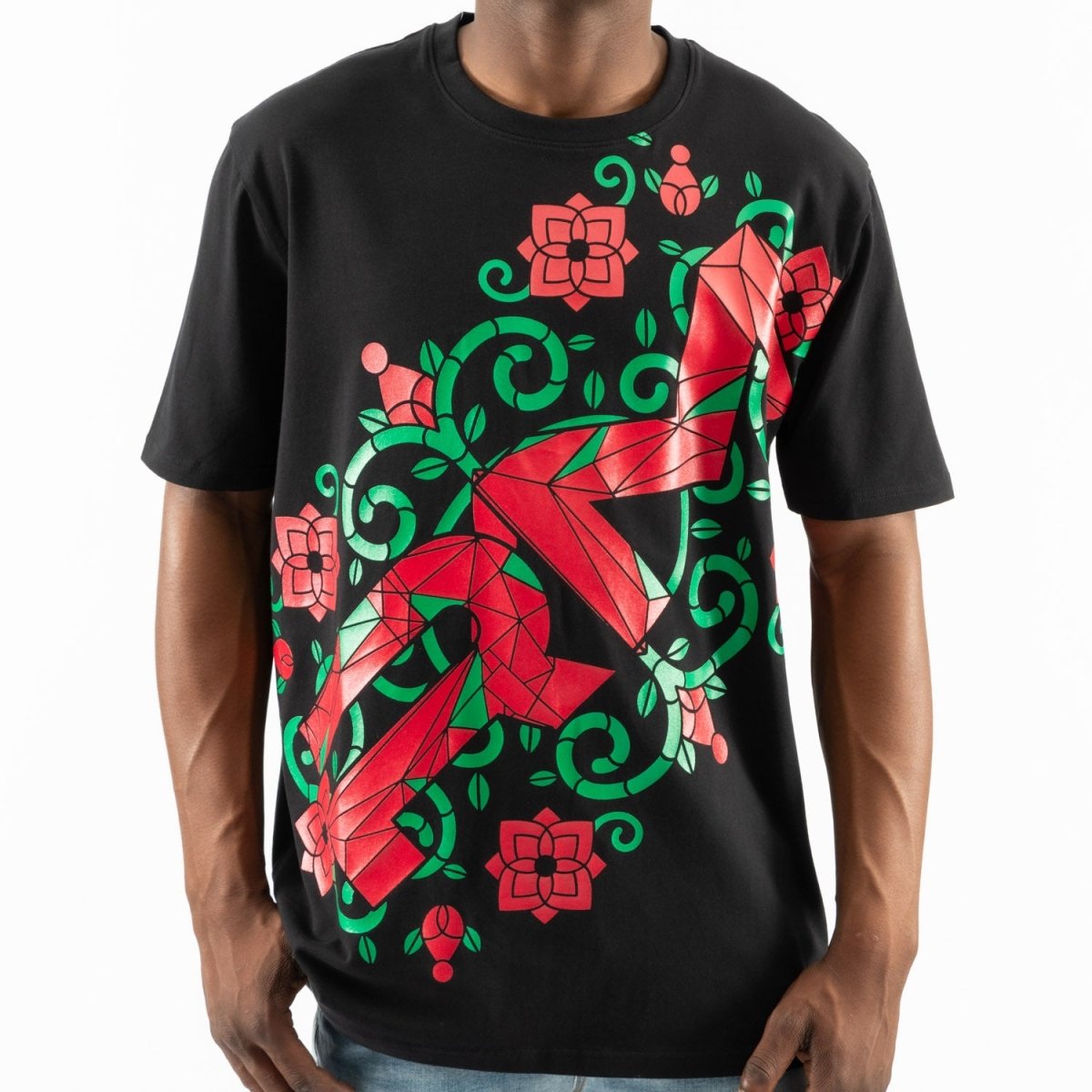 Rossimoda Rose Vetrata Tee Black/Red - Shazem - MENS T - SHIRTS - ROSSIMODA