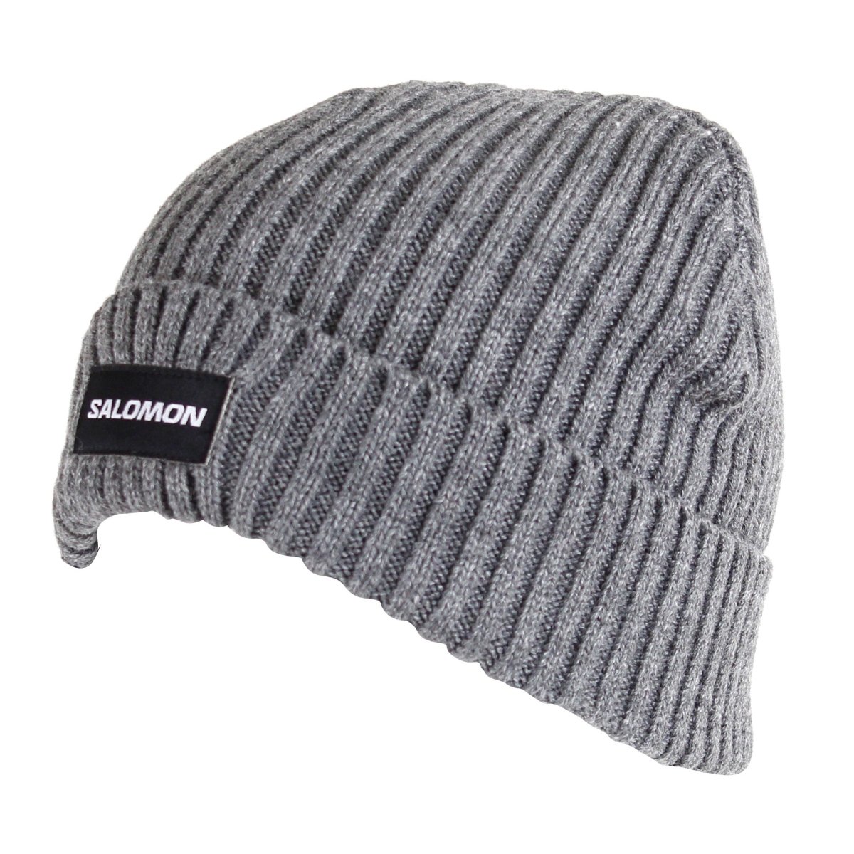 Salomon Atlantic Beanie Tetras Melange unisex headwear in cozy knit with a textured melange pattern, ideal for cold weather.