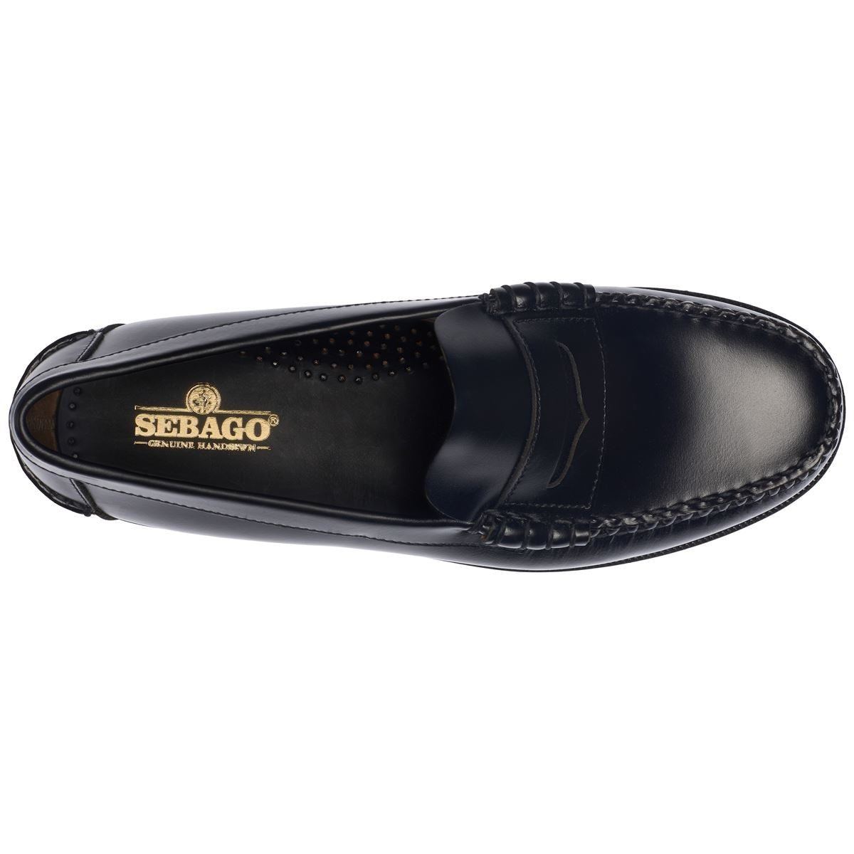 Men's black Sebago Classic Dan formal footwear, polished leather dress shoes with lace-up design, suitable for business and formal occasions.