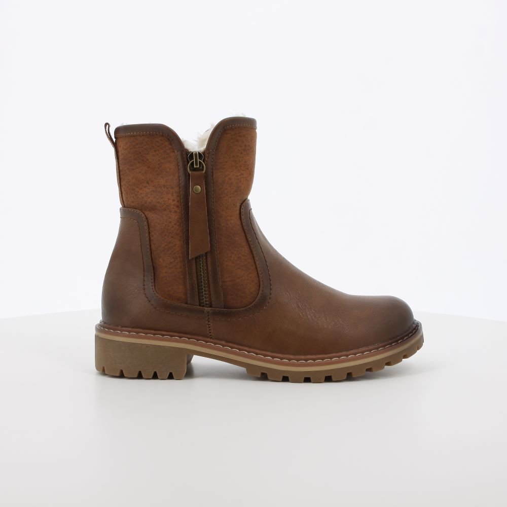 Light brown Soft Style Karinda women's boots with a sleek design and comfortable fit, displayed from a side angle.