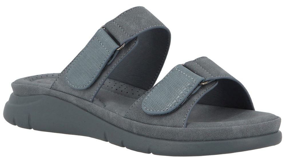 Women's Soft Style Katy Dusty Blue sandals featuring a comfortable slip-on design and stylish blue straps.