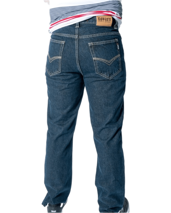 Soviet Impact 2 No5 men's blue-black jeans with classic fit and denim texture, shown hanging on a plain background.