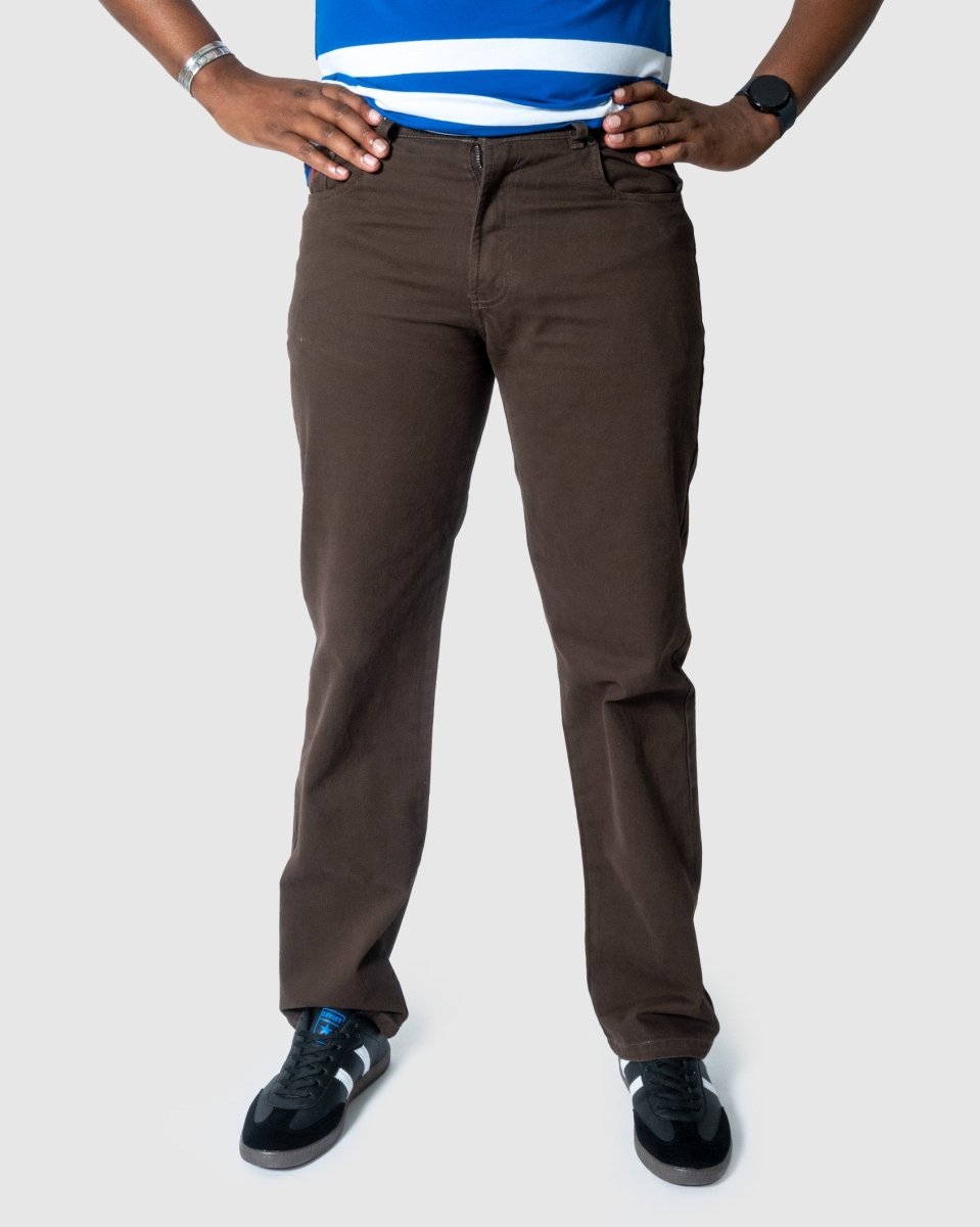 Soviet Voyager 2 No5 Chocolate men's jeans in dark brown denim with classic five-pocket design and straight fit.