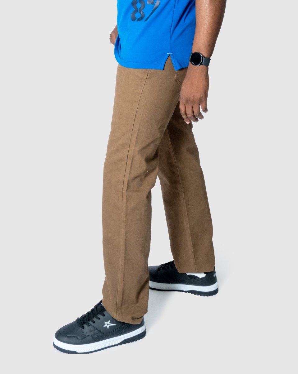 Soviet Voyager 2 No5 Cinnamon men's jeans with a relaxed fit and classic five-pocket design, featuring a cinnamon color.