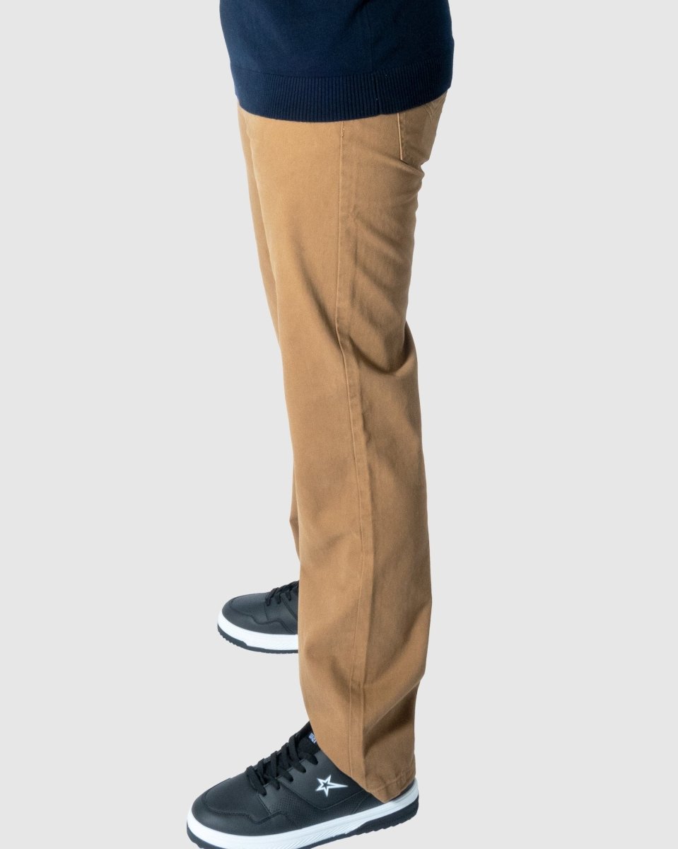 Soviet Voyager 2 No5 Khaki men's jeans showing a classic khaki denim fabric with a straight-leg fit and five-pocket design.
