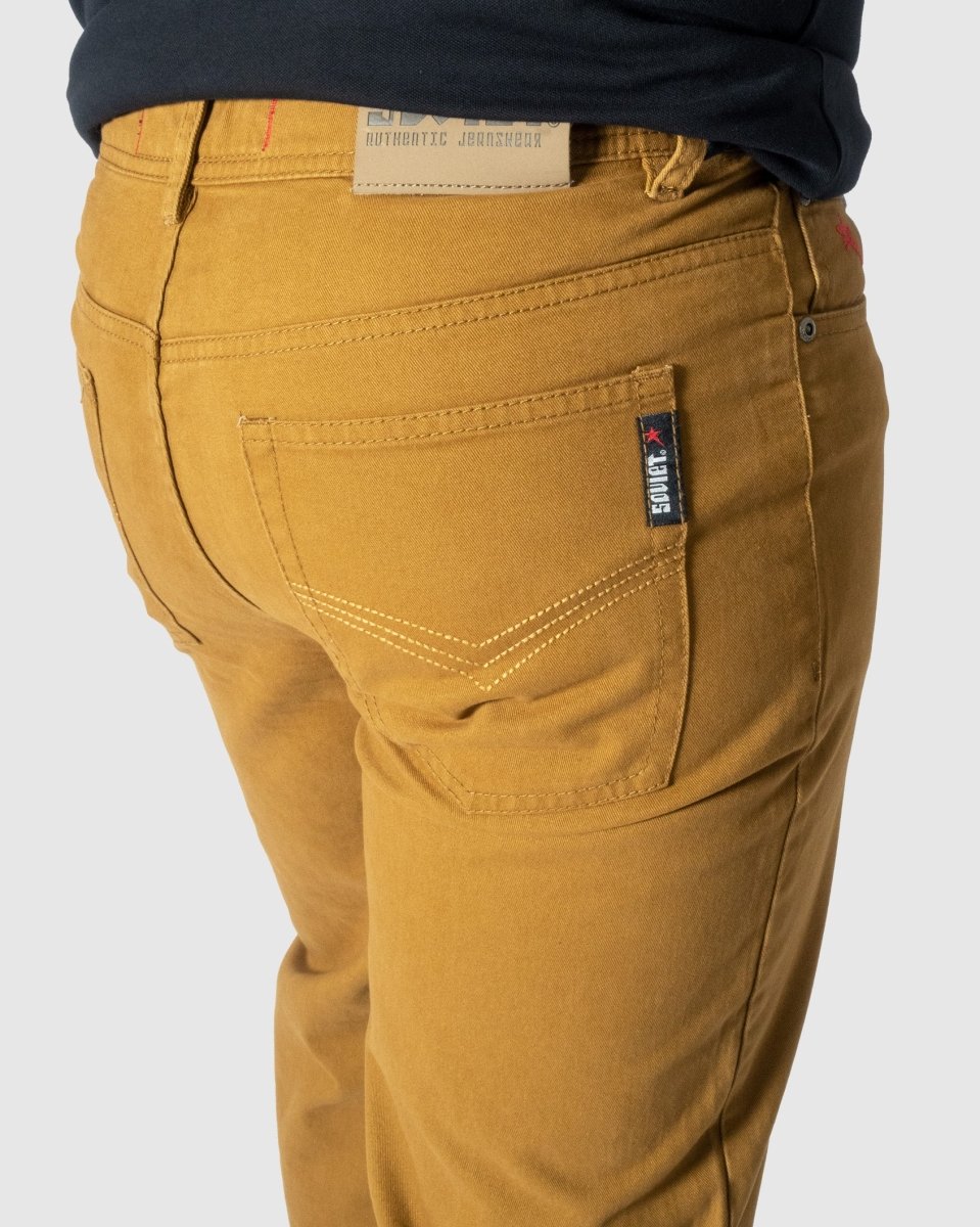 Soviet Voyager 2 No5 Mustard men's jeans in a stylish mustard color, featuring a classic fit and modern design.
