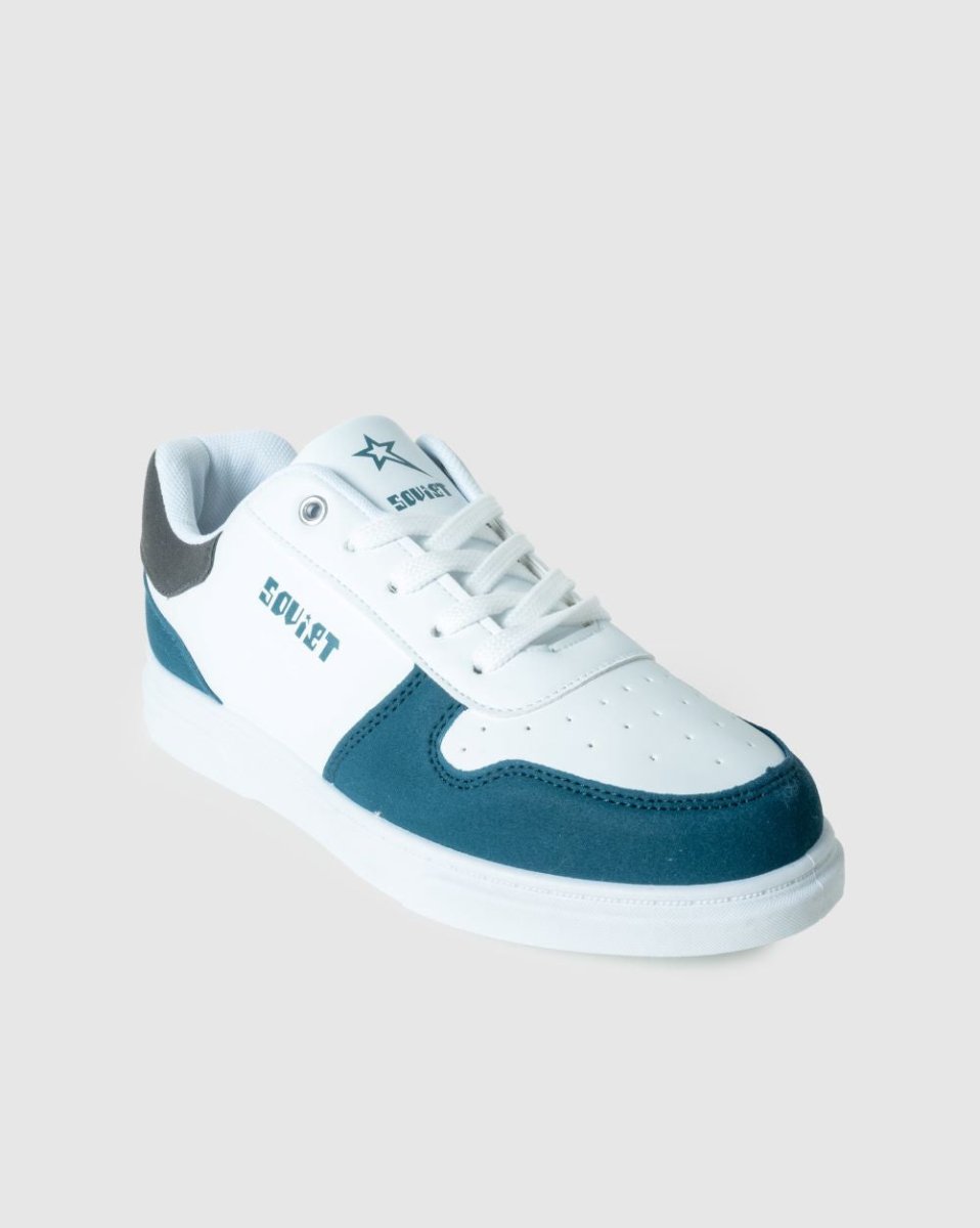 Soviet Kids Sneakers in white and dark teal with sporty design and laces, suitable for children’s casual wear.