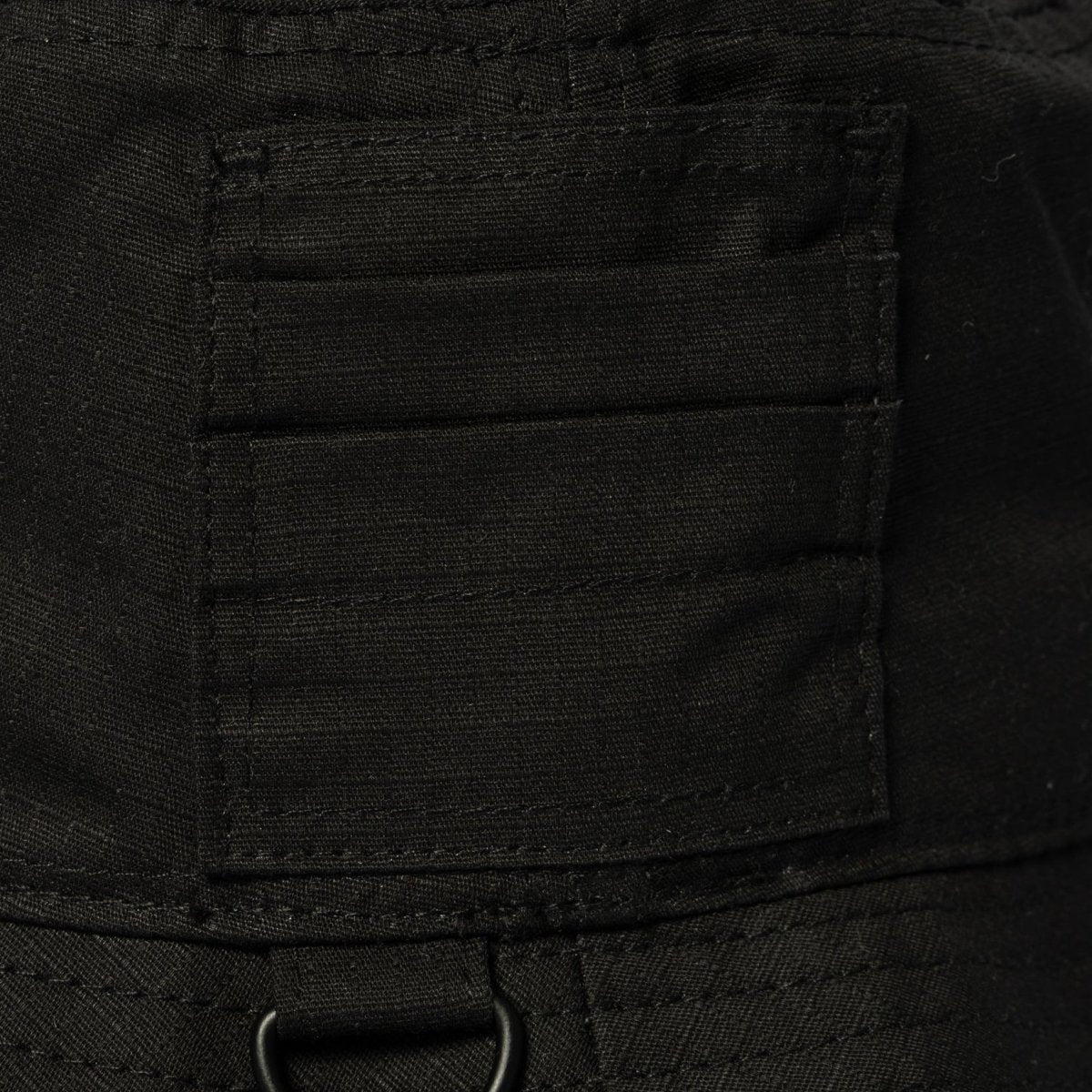Black SPCC Defcon-1 bucket hat, men's headwear with a wide brim and casual style, shown on a plain background.