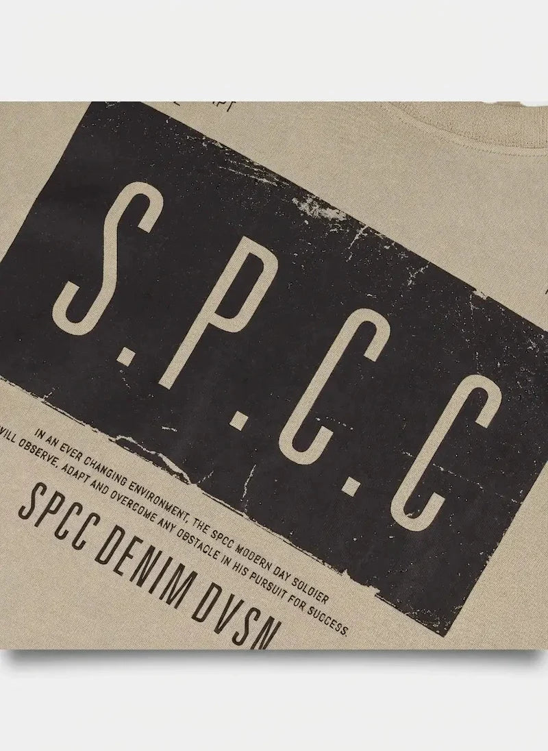 Men's SPCC Elias Tee in Mid Grey, casual short-sleeve T-shirt with a comfortable fit and classic crew neckline.
