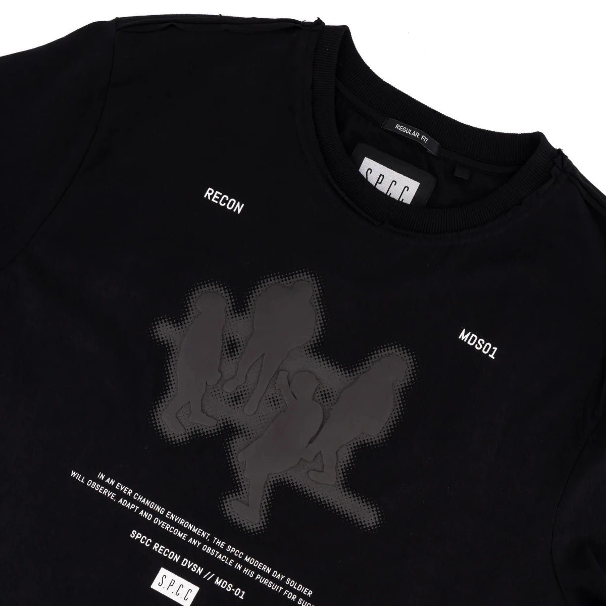 Black SPCC Recon Berrett T-shirt for men, featuring a comfortable fit and classic design with the SPCC brand logo.
