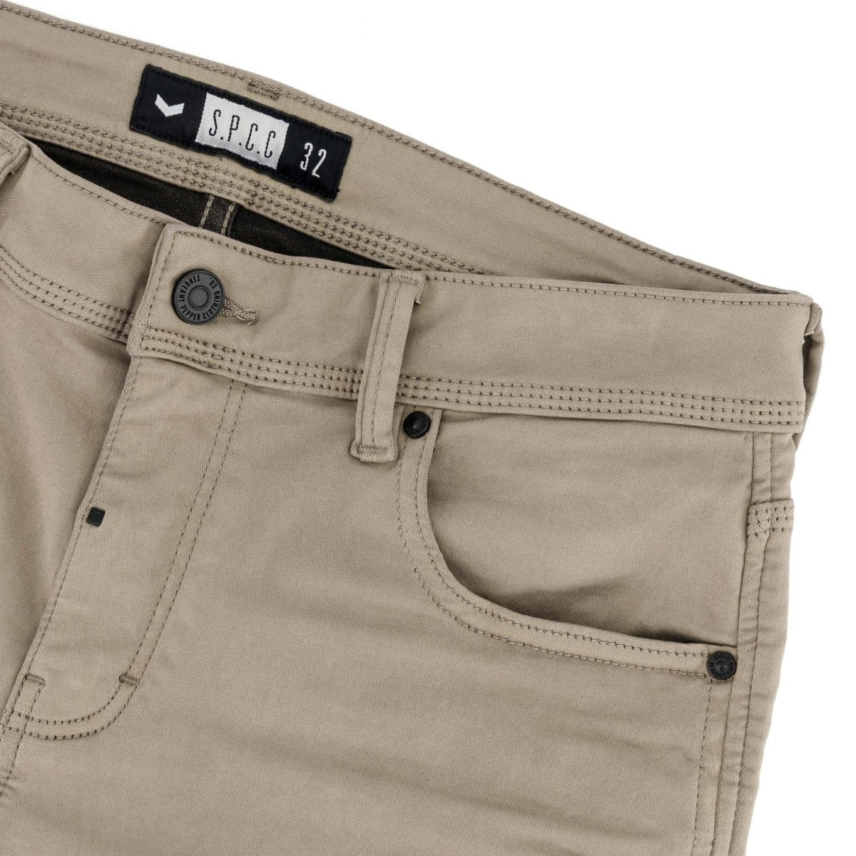 Dark stone wash SPCC Rodan men's jeans with classic fit and visible stitching, showcasing the denim fabric and style.