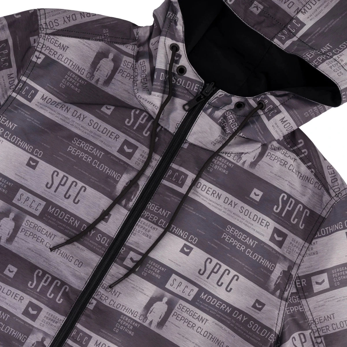 Men's black SPCC Rowan jacket featuring a classic fit, front zipper, and stylish collar for casual wear.