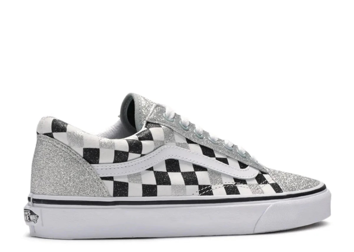 Vans Old Skool Checkerboard Silver-True White - Shazem - UNISEX SNEAKERS - VANS