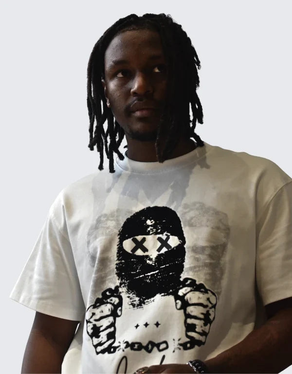 White Covali Sapere T-shirt for men, featuring a simple box design, made from soft fabric, casual fit, and stylish for everyday wear.