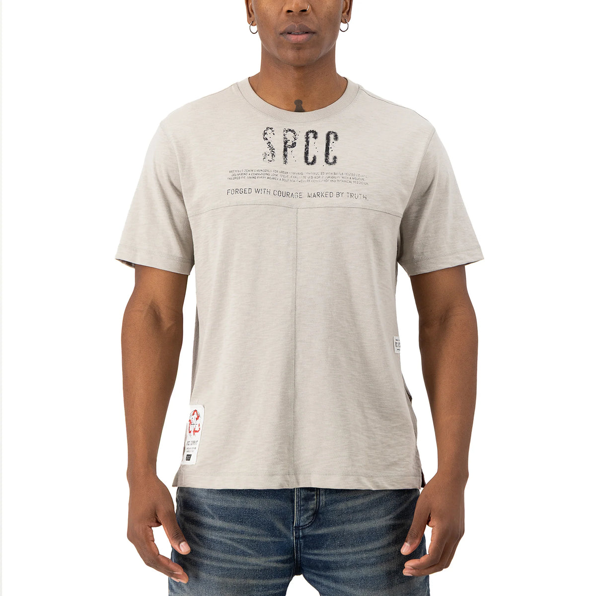 Men's SPCC Troy Tee in Light Stone color, casual short-sleeve t-shirt with a comfortable fit and minimal design.