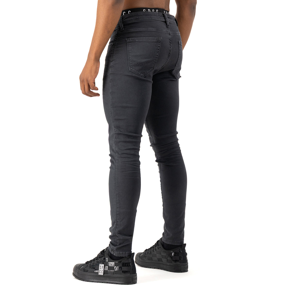 Men's SPCC Rodan Redrafted Jeans in charcoal, showing the fitted style and classic denim texture.