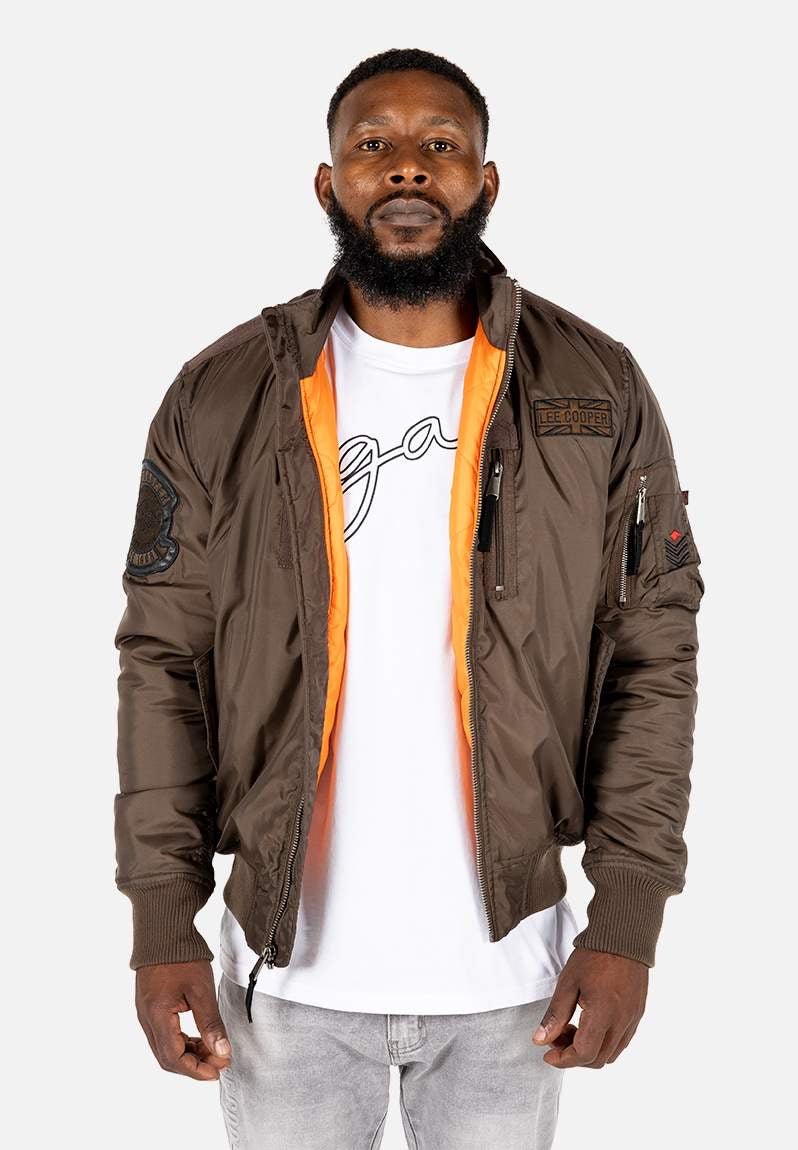 Lee Cooper Herschel Bomber Jacket Brown