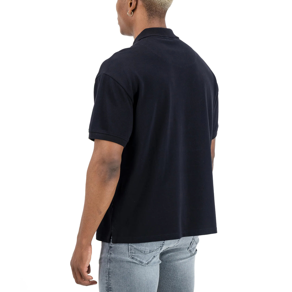 Men's black SPCC Nohr golfer shirt with a classic golf style and logo detail, suitable for casual or golf course wear.