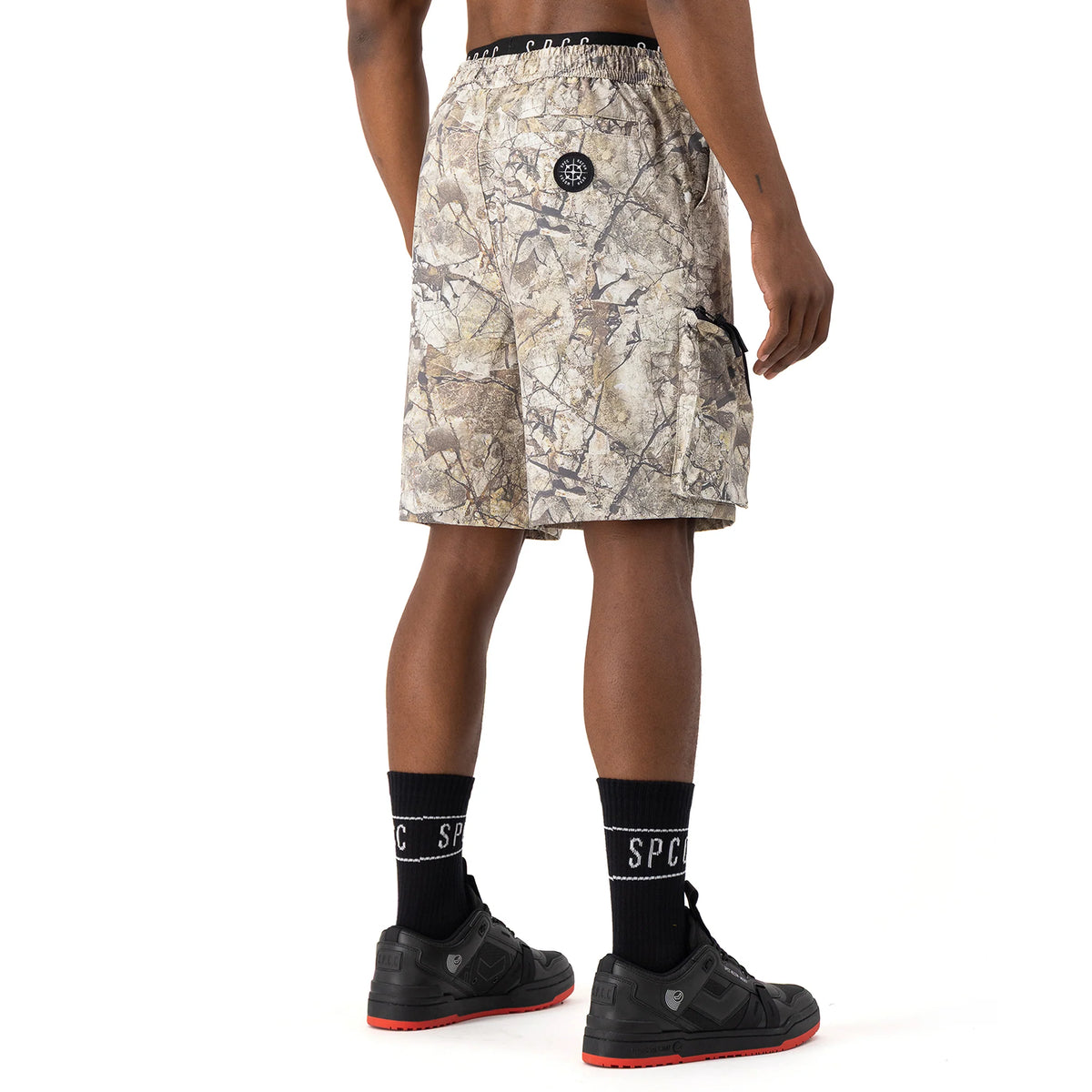 SPCC Incognito Woven Short for men in stone color, casual Bermuda style with a comfortable fit and woven fabric.