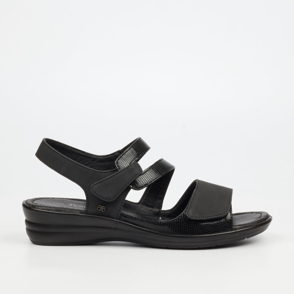 Black Butterfly Chrissy 4 women's sandals with open toes and ankle straps, featuring a stylish and comfortable design by Butterfly Feet.