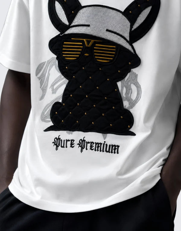 Off-white Pure Premium Luxeo men's T-shirt with a classic crew neck and short sleeves, displayed flat on a white background.
