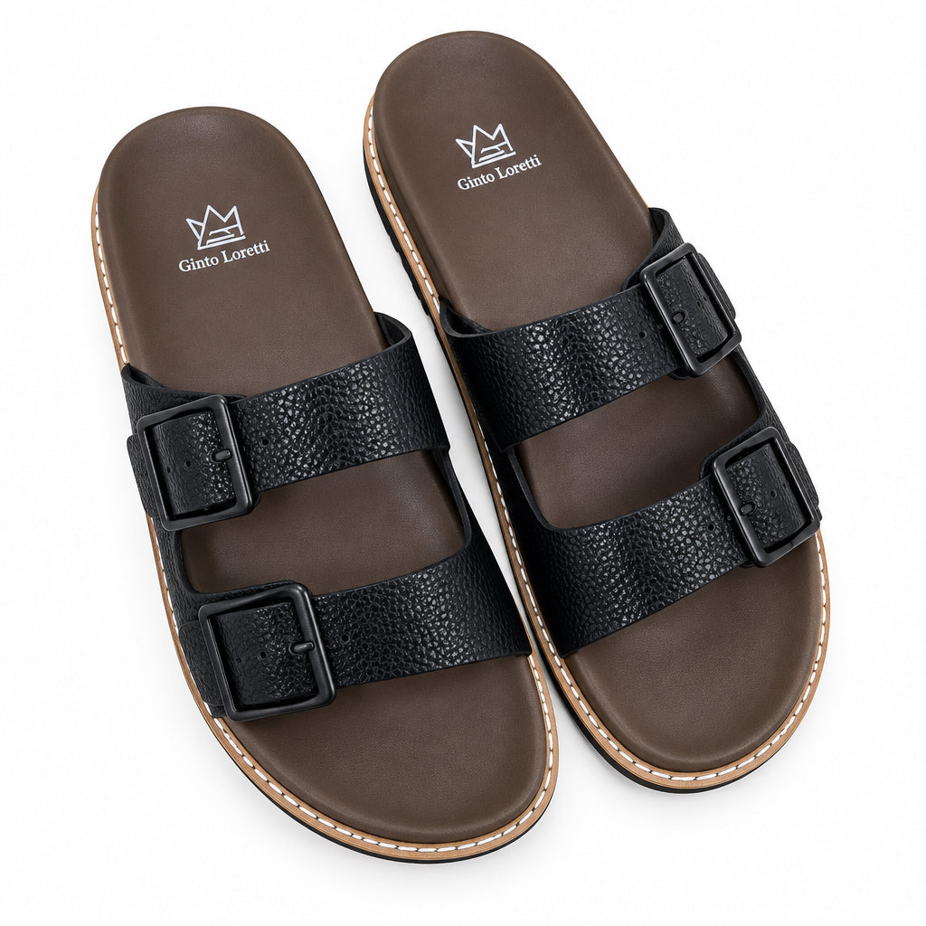 Enrico Coveri Double Strape Slide 001 Black-Brown