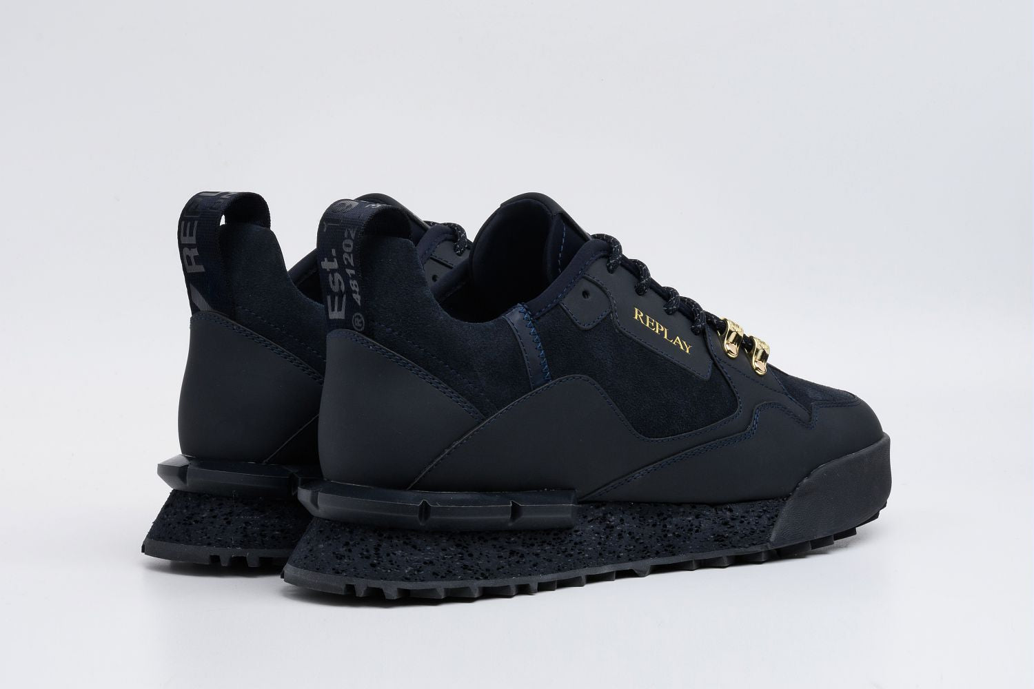 Replay Field Speed Suede Navy men's sneakers with navy suede upper and sporty design, perfect for casual wear.
