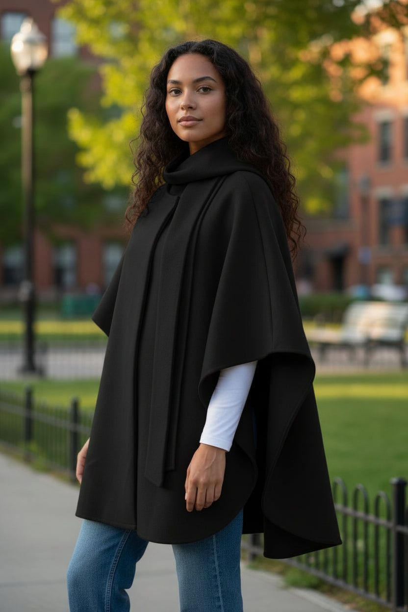Bouchara Melton Poncho Black (JK71)