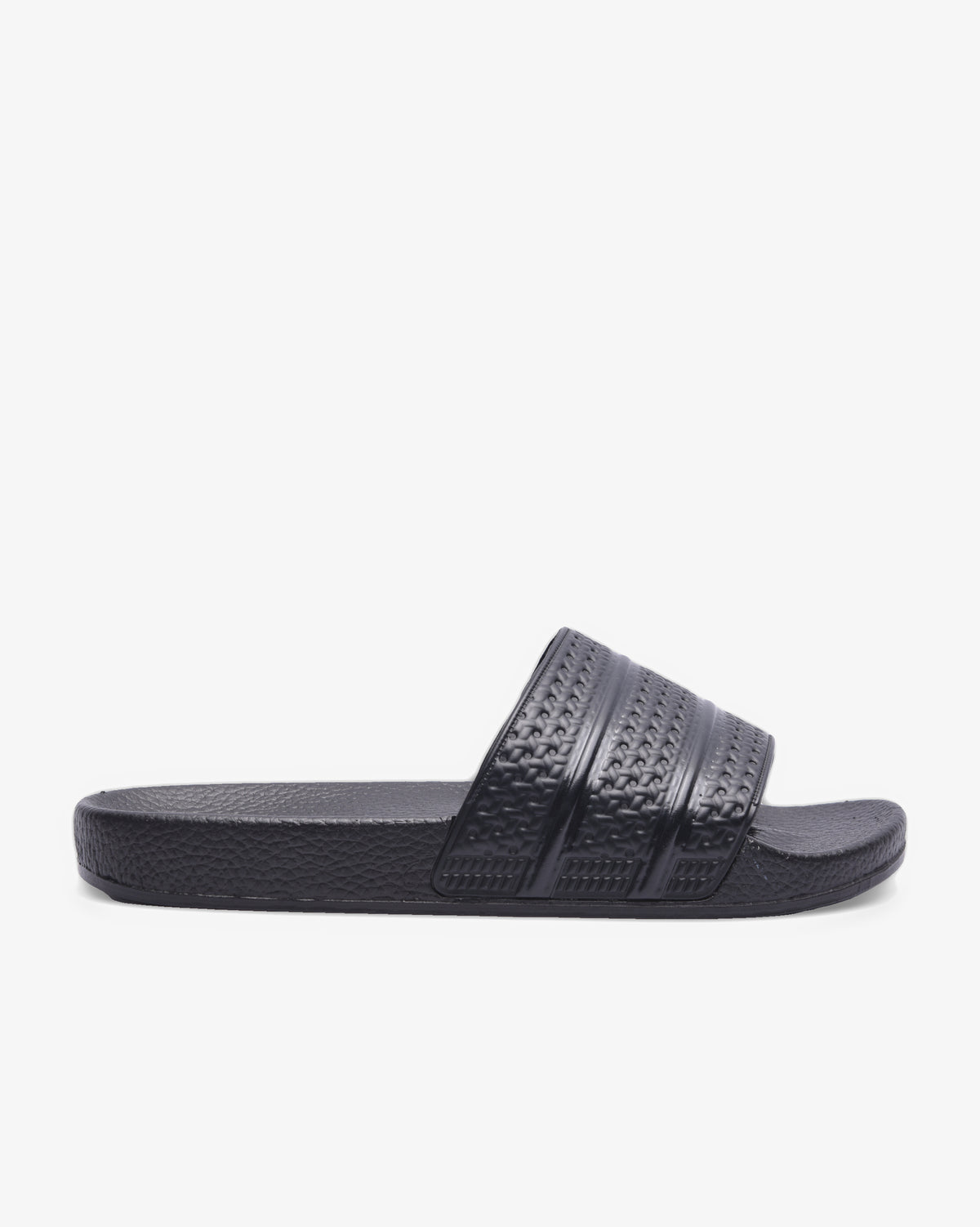 Soviet Quest black mono women's sandals with minimalist design, featuring a sleek strap and flat sole, on a neutral background.