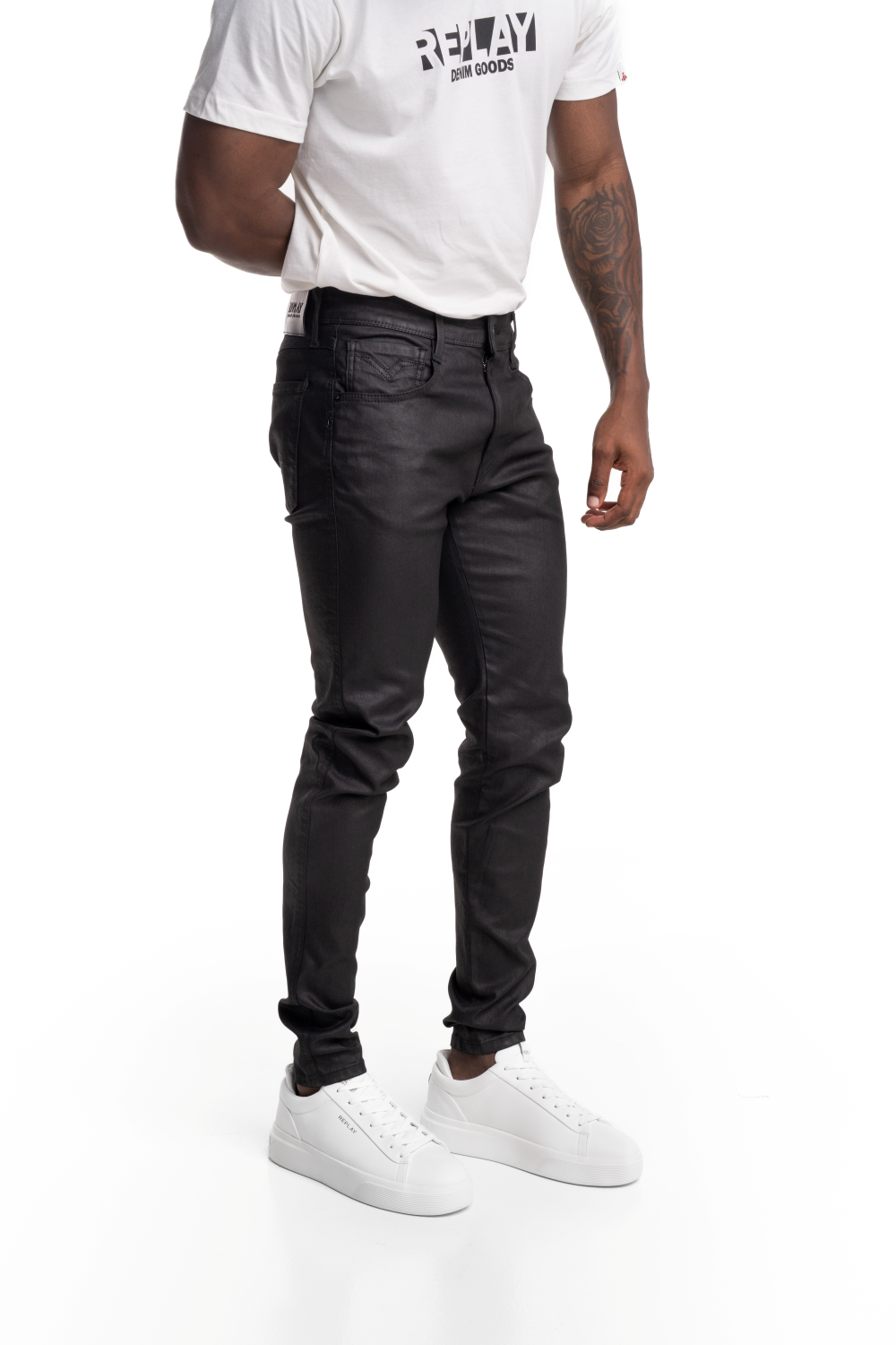 Replay Bronny Wax Denim With Badges Black