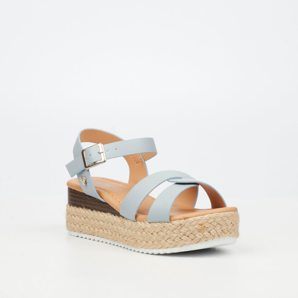 Blue Flutterby Girls Maggie 1 kids sandals by Butterfly Feet, featuring open toes and adjustable straps for comfortable wear.