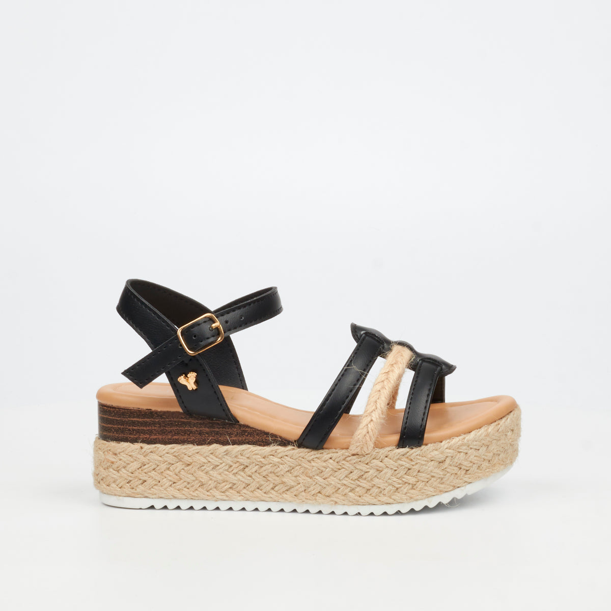 Black Flutterby Girls Maggie 2 kids sandals by Butterfly Feet, featuring open-toe design and adjustable straps.