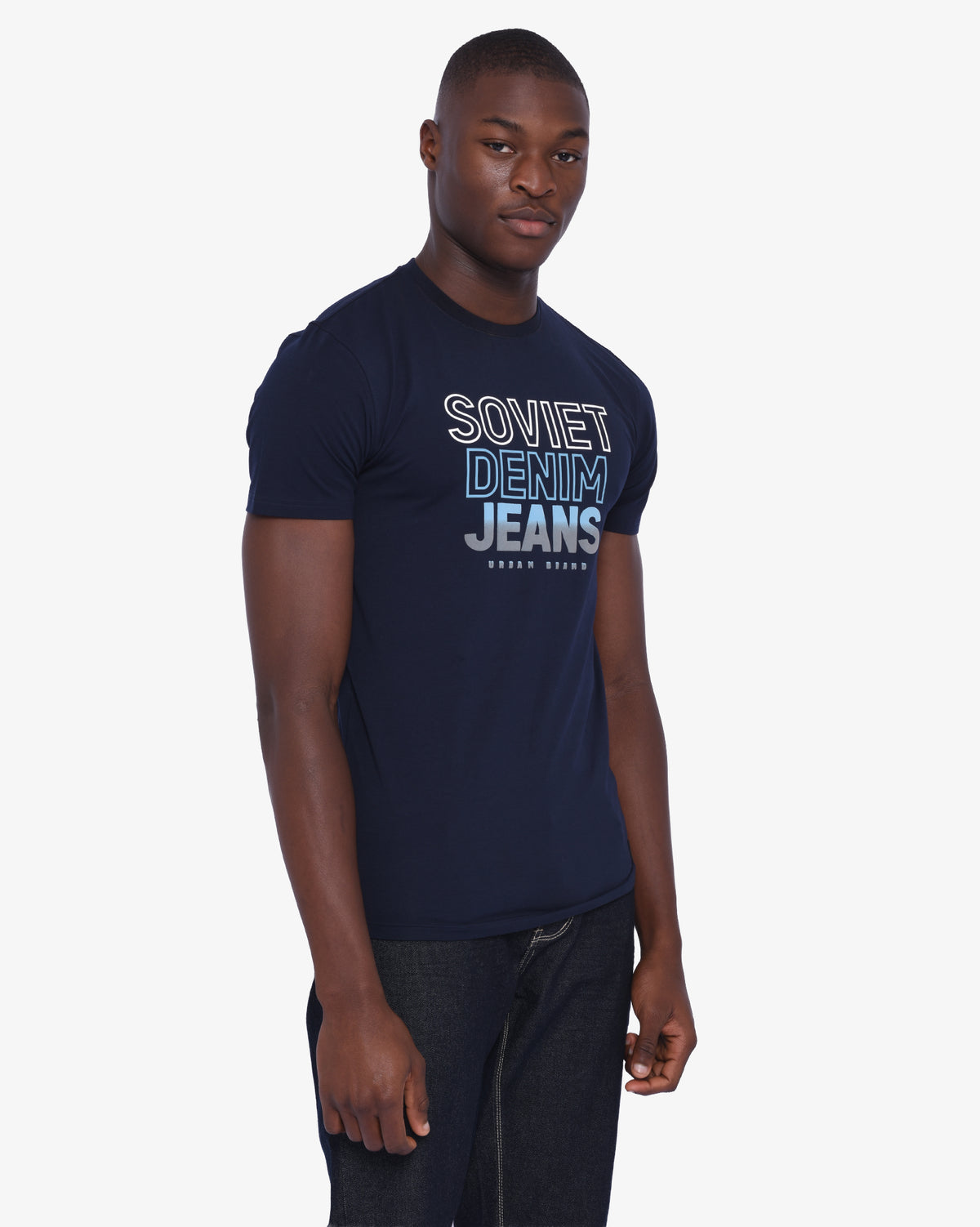 SOVIET Beatty navy men's T-shirt front view