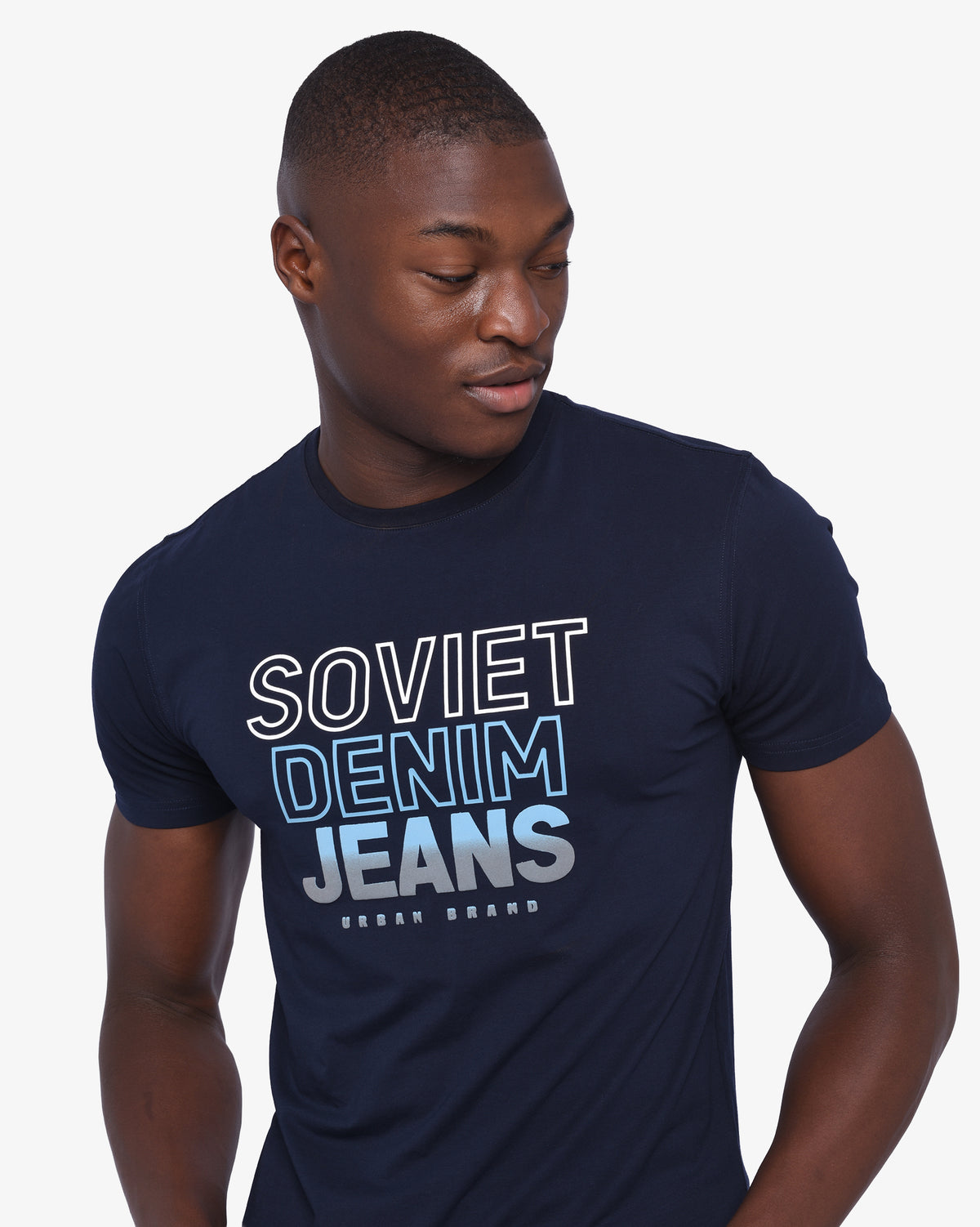 SOVIET Soviet Beatty navy T-shirt for men with graphic front design