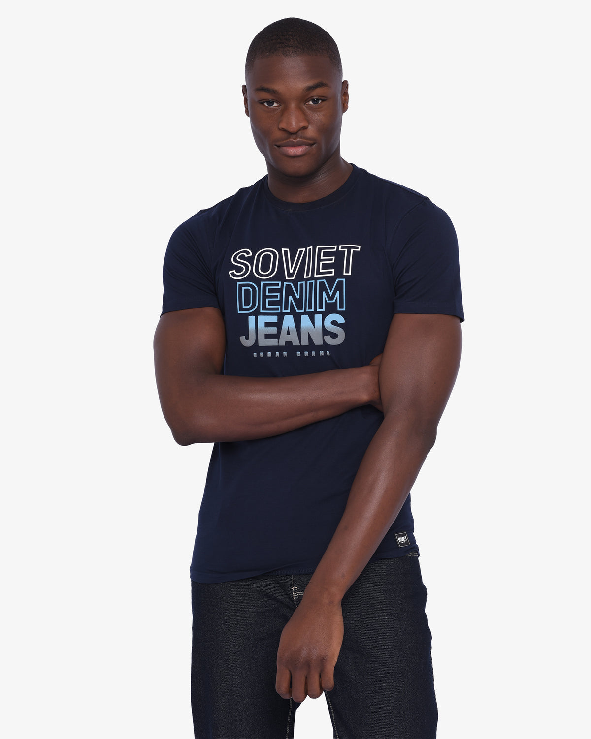 SOVIET Beatty navy men's T-shirt front view
