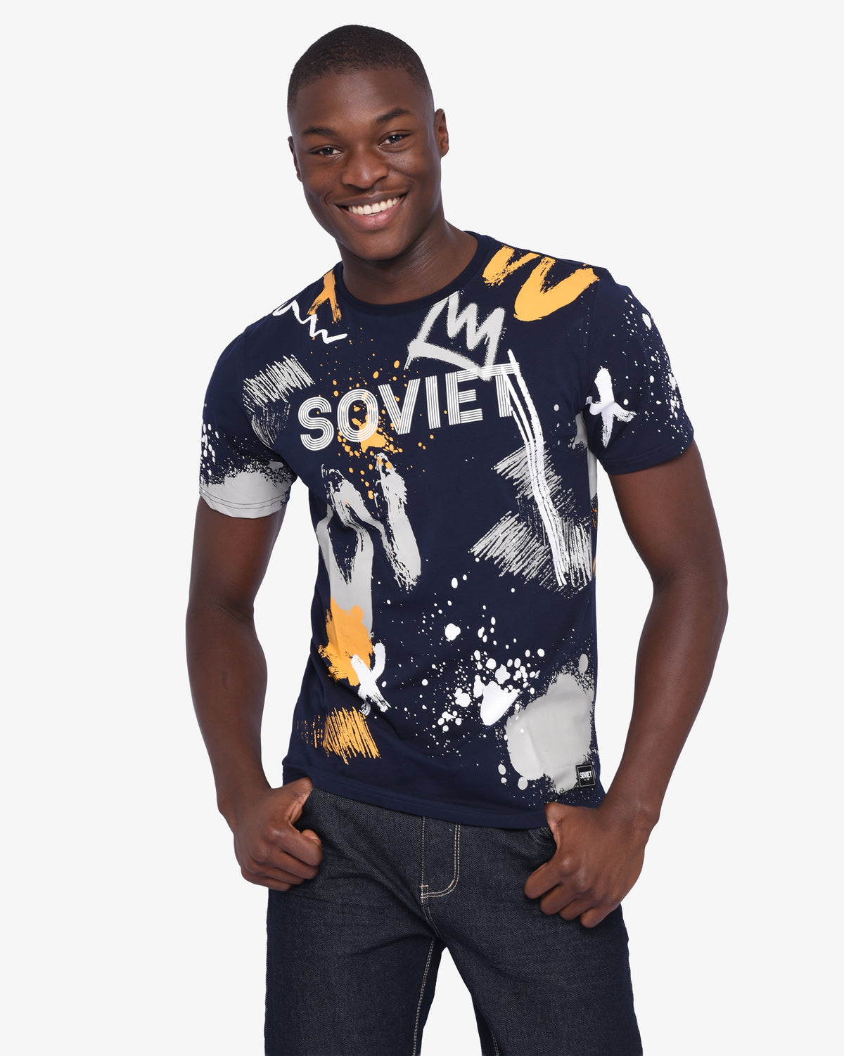 SOVIET Ignite navy men's T-shirt front view