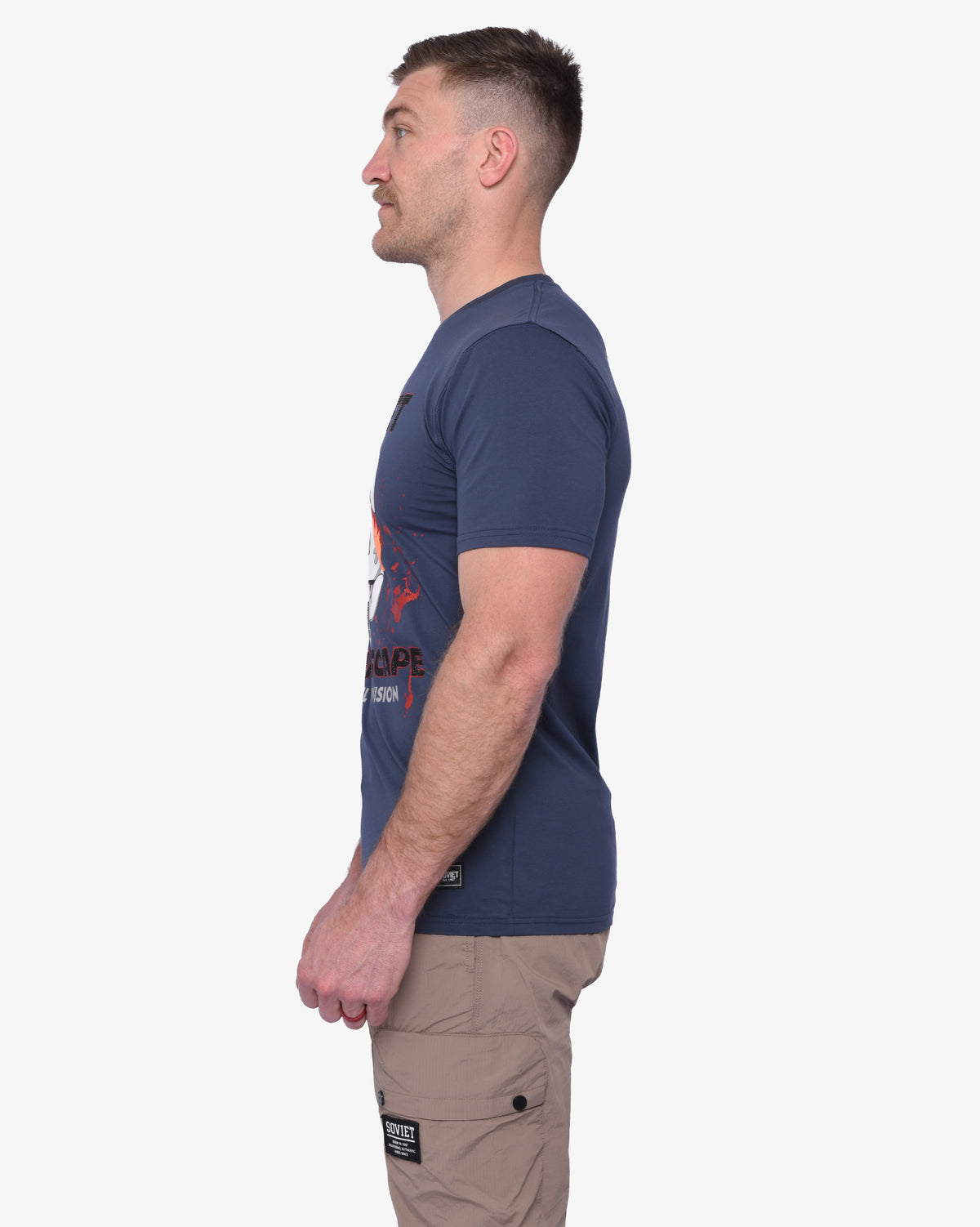 SOVIET Roberto men's T-shirt in midnight, front view with short sleeves and graphic design