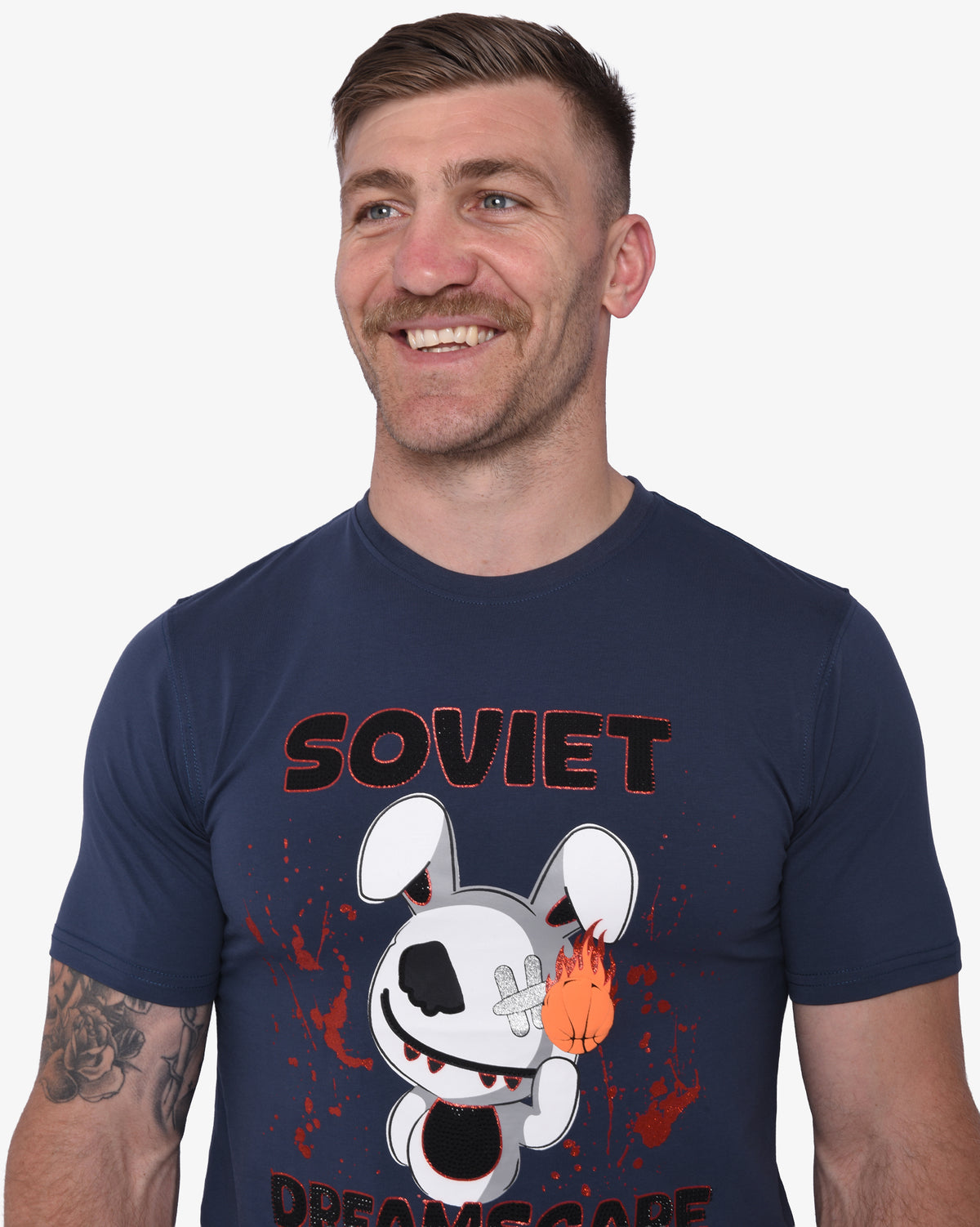 SOVIET Roberto Midnight T-Shirt for men, front view in dark navy fabric