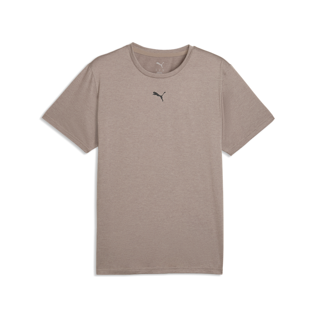Puma Tad Essentials Heather Cat Gray men's T-shirt, front view showcasing a comfortable fit and casual style.