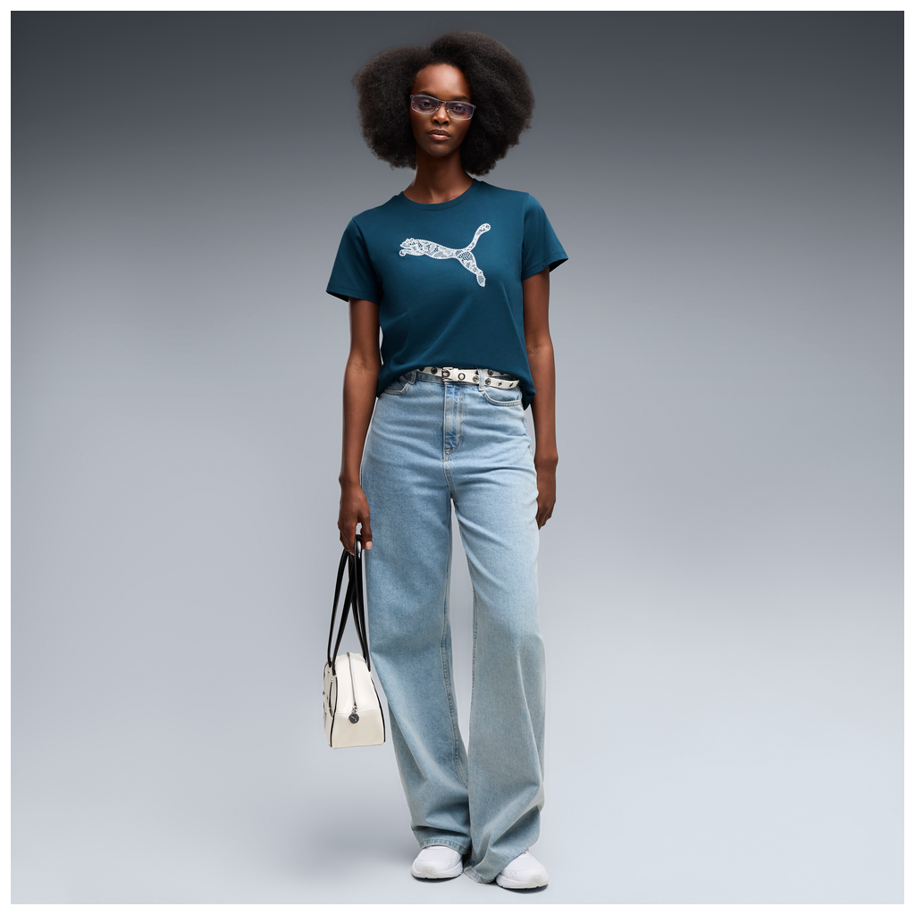 Puma Graphics Lace Cat Tee Midnight Petrol