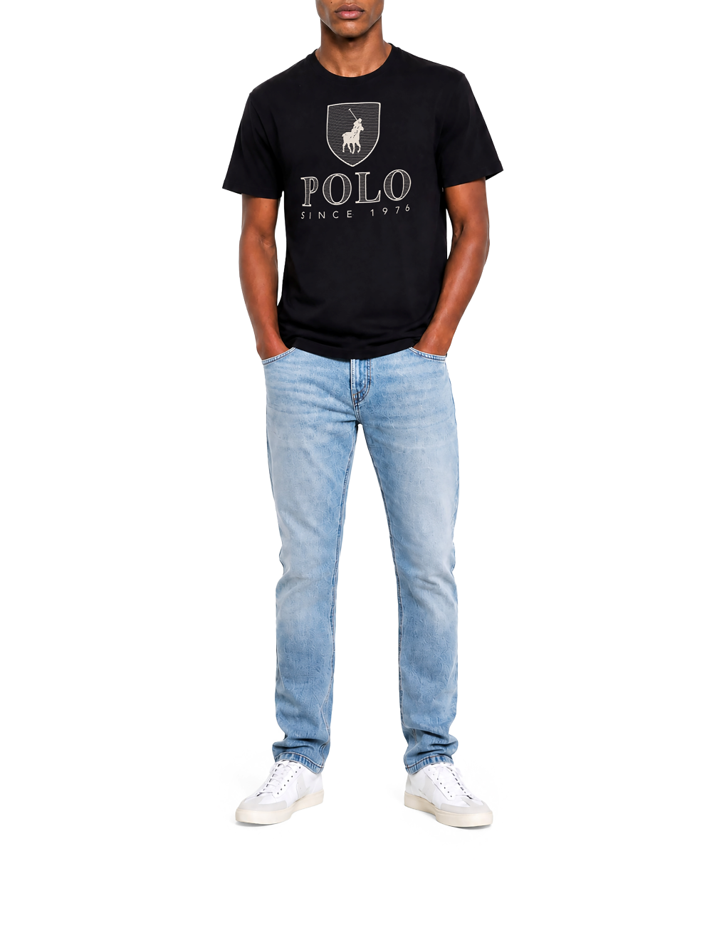 Black Polo Cory men's T-shirt featuring a classic crew neck and Polo logo, made from soft, comfortable fabric.