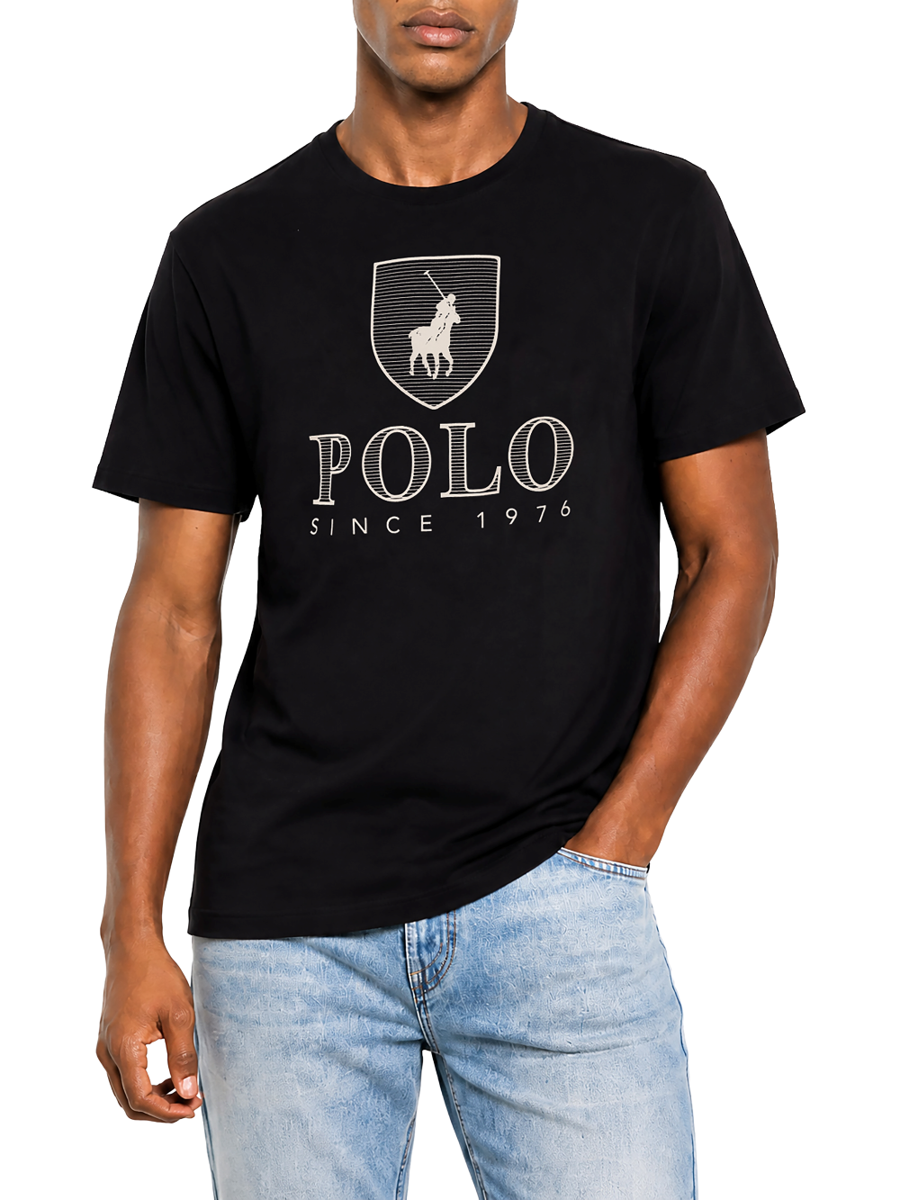 Black Polo Cory T-Shirt for men, casual fit, soft cotton fabric, crew neck, and short sleeves, stylish and comfortable.