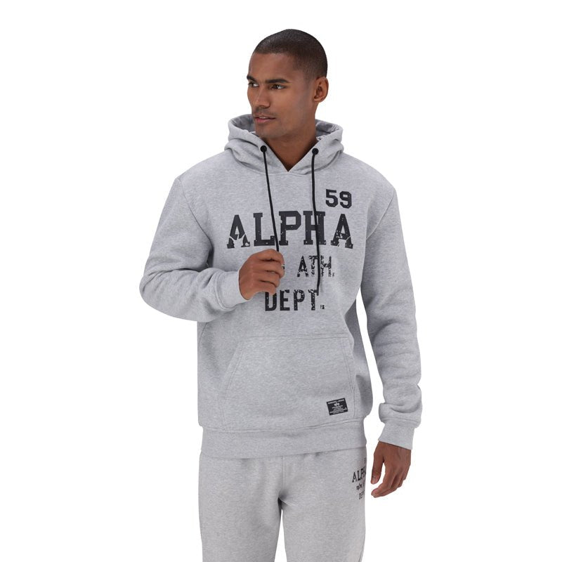Alpha ALPHA men's melange hoodie with a comfortable fit, featuring a hood and casual style in a soft, textured fabric.