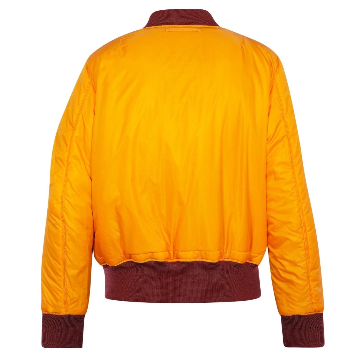 Unisex Alpha MA-1 Classic Jacket in dark cherry color, featuring a bomber style with ribbed cuffs and collar.