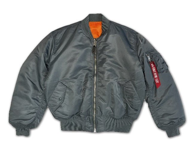Unisex Alpha MA-1 Classic Blue Denim Jacket showing front view with collar and zipper details.