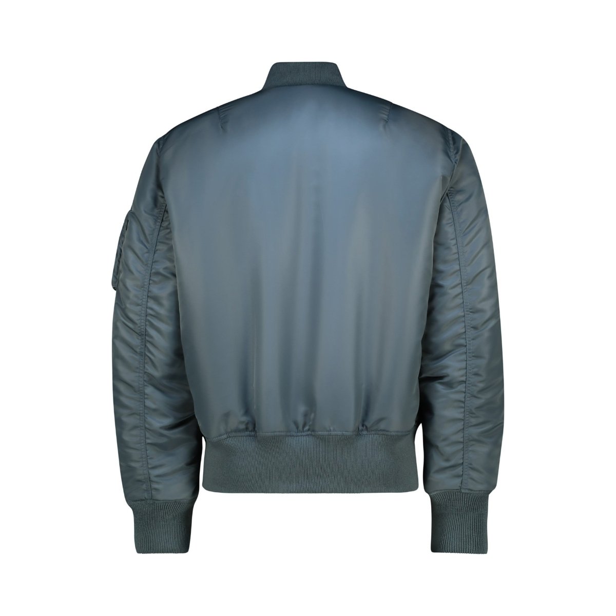 Unisex Alpha MA-1 Classic jacket in denim blue with ribbed collar and cuffs, front zip closure, and utility pockets.