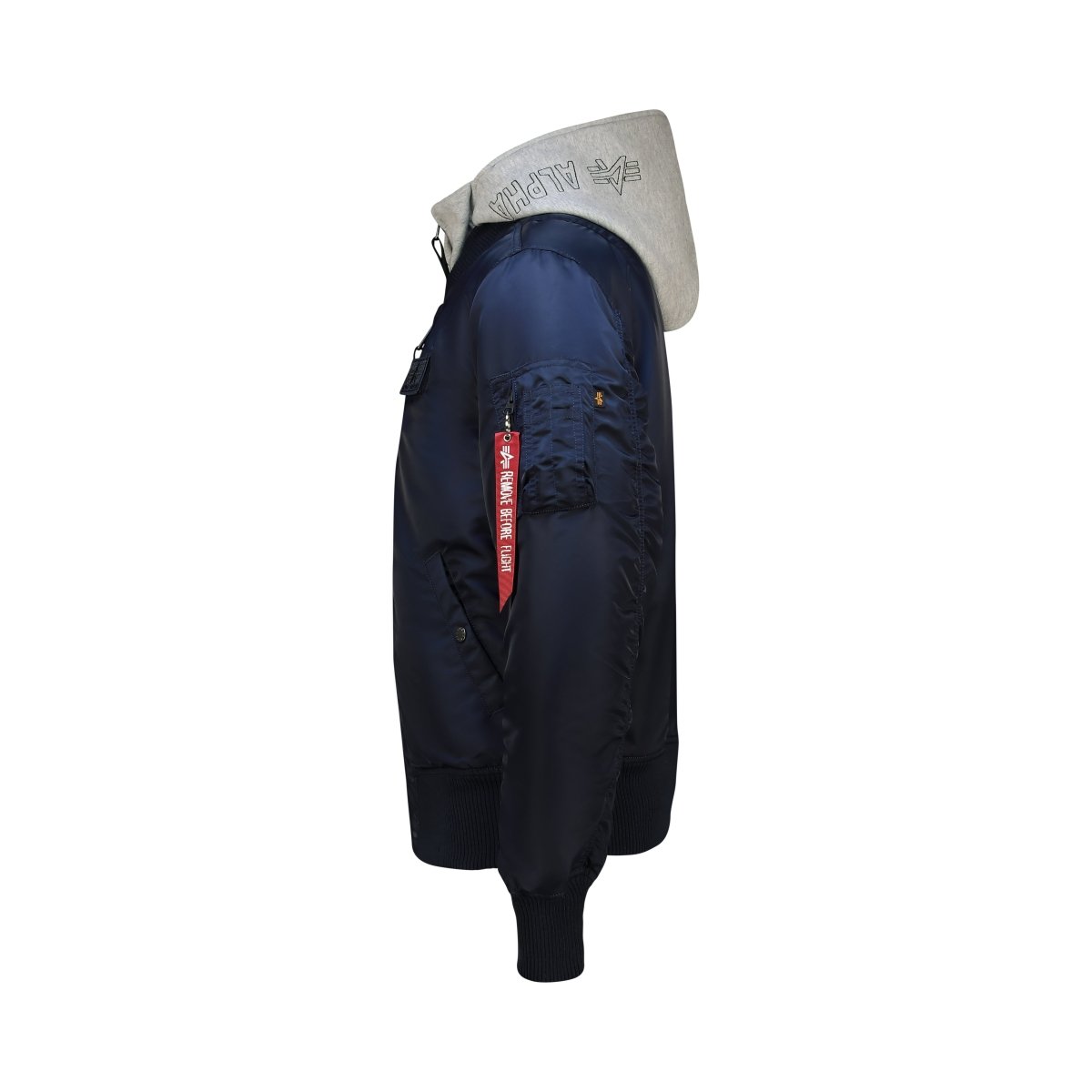 Unisex Alpha MA-1 D-Tec jacket in vibrant Rep Blue with military-inspired design and ribbed collar and cuffs.